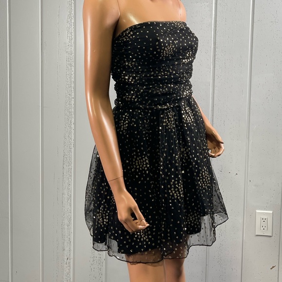 *Motel Women's Black & Gold Glitter Dot Strapless Mini nDress Sz S - Picture 6 of 13